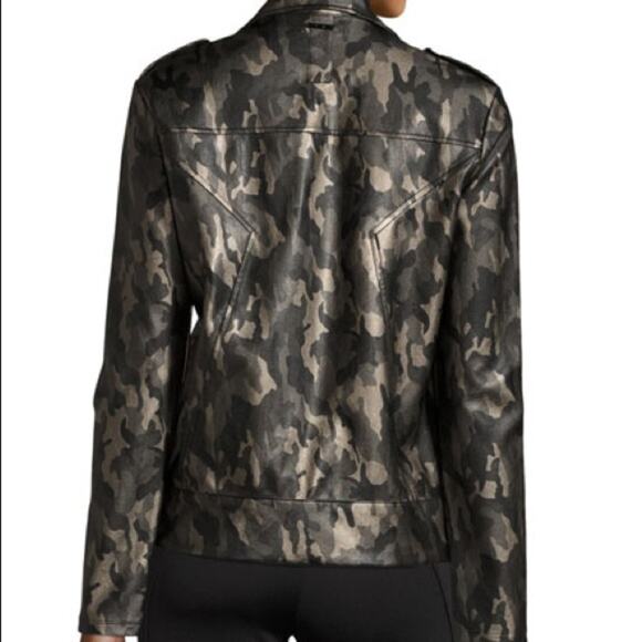 NWOT KORAL Specter Camo Metallic Vegan Faux Leather Moto Jacket Medium - Picture 4 of 16